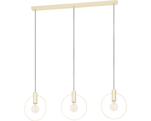Hanglamp, 3-lichts, HxL 110x101 cm, messing/geborsteld/zwart