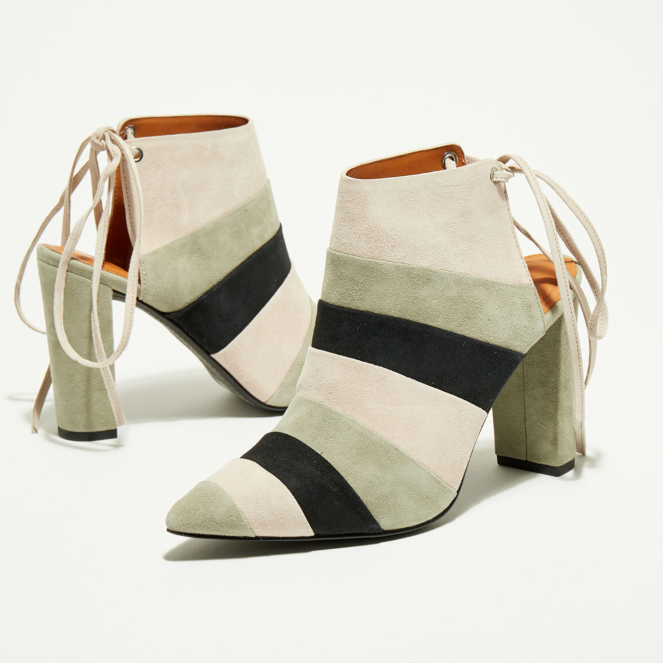 What For Sandales en Velours de Cuir Pacey vert pâle - Talon 10.5 cm
