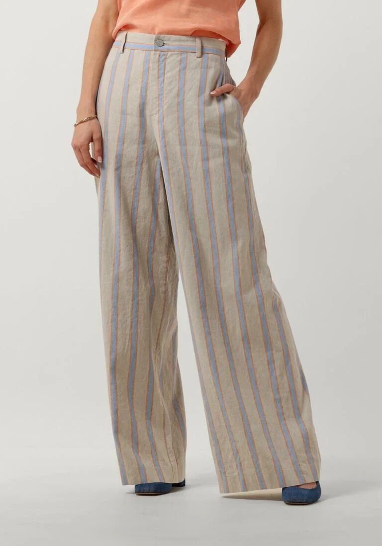 VANILIA beige vanilia pantalon linen striped