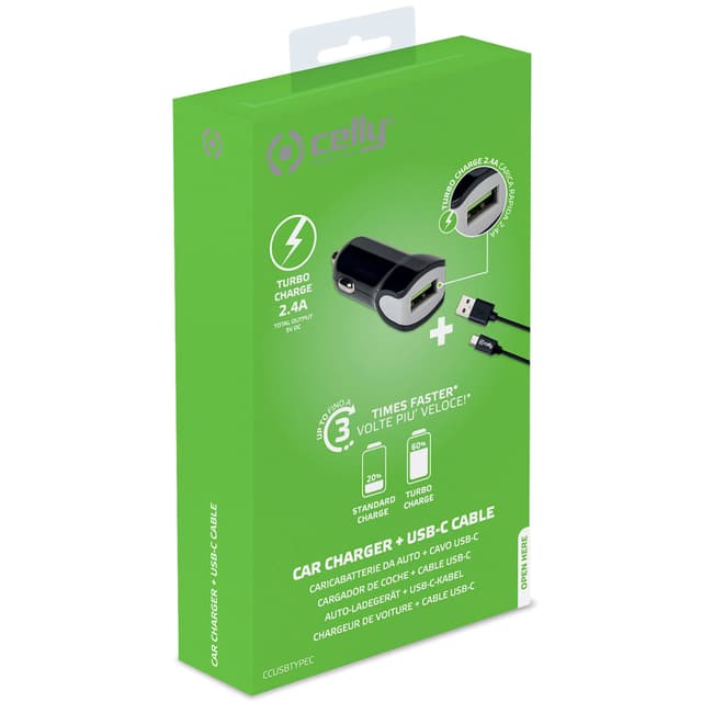 Celly Billader + USB-C kabel 2.4A 12W
