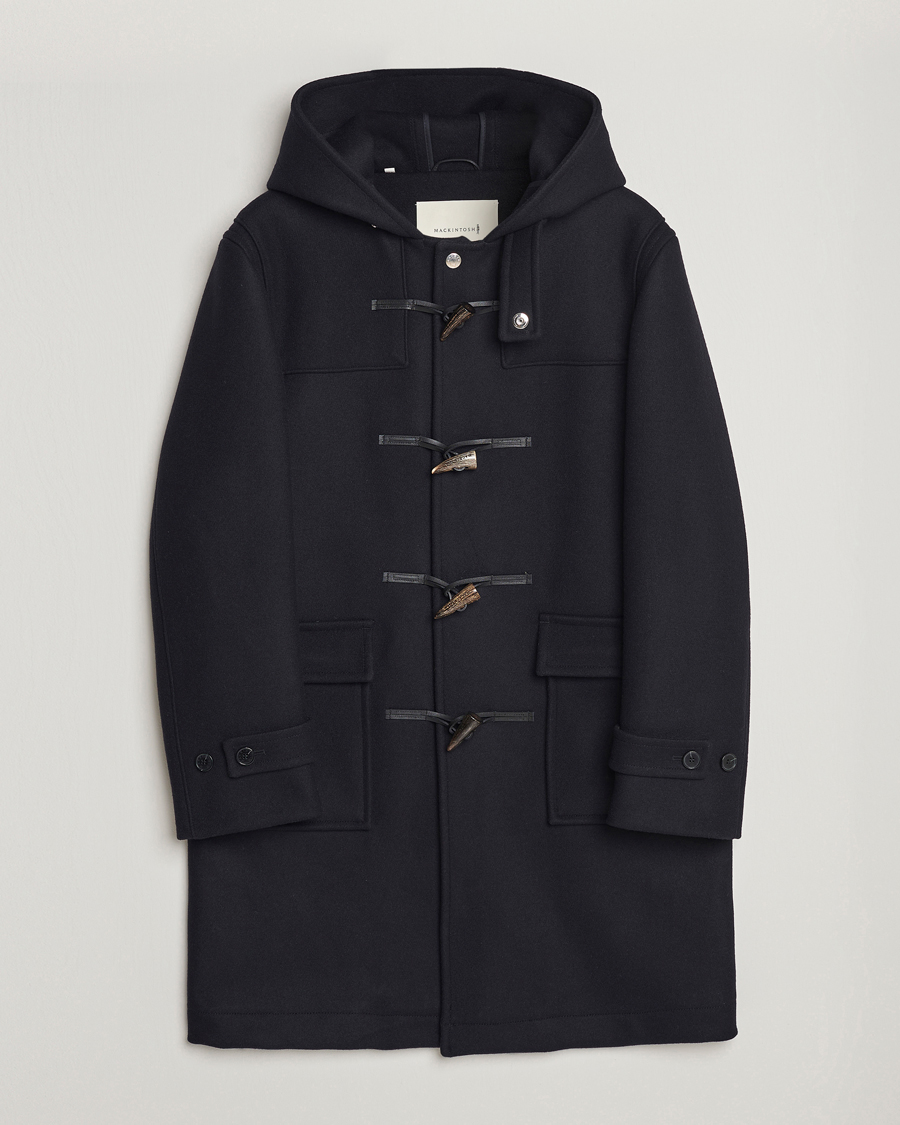 Mackintosh Weir Wool Hooded Duffle Navy