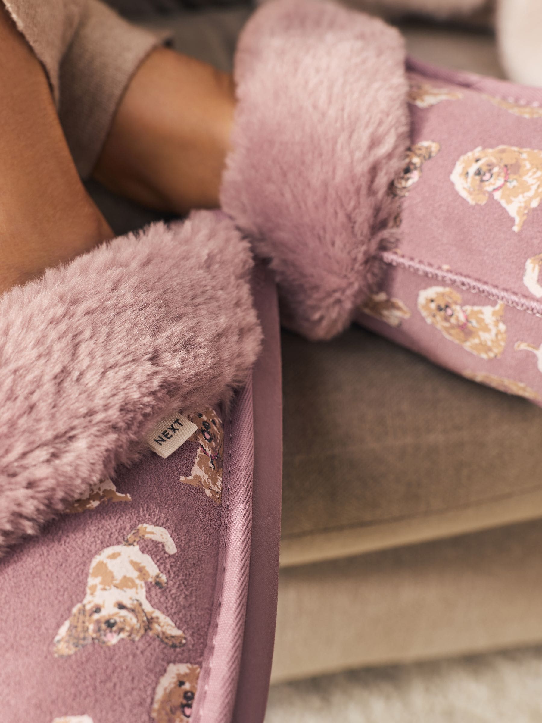 Roze - Suede Mule Charlie Cockapoo Faux Fur Slippers