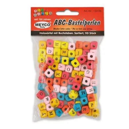Meyco ABC-Bastelperlen bunt aus Holz 110 Stück