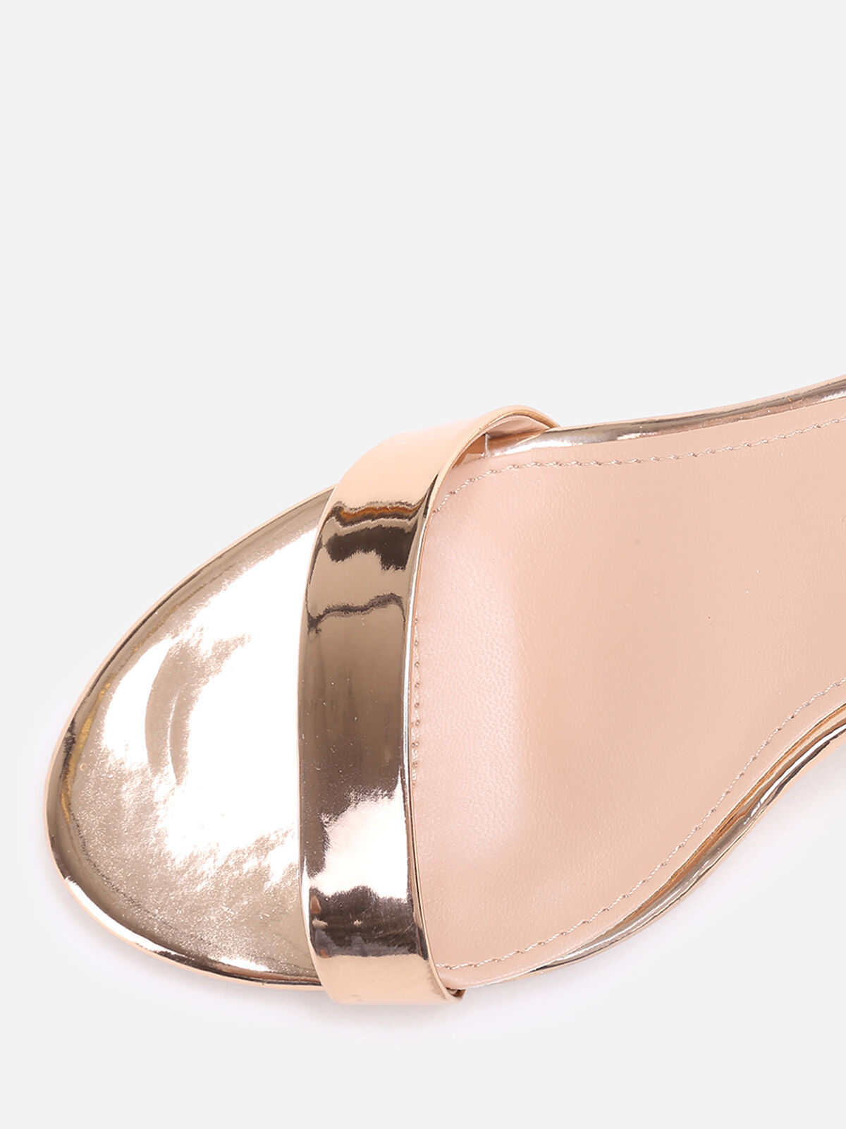 Sandales vernies doré rose à talon carré Doré rose- Doré rose