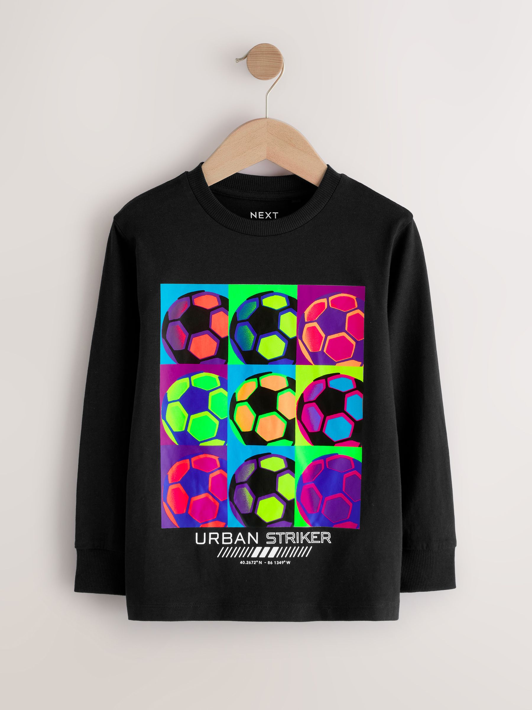 Blauw/Blauwgroen/Zwart Voetbal - 3 Relaxed Fit T-shirts met grafische print en lange mouwen (3-16jr)