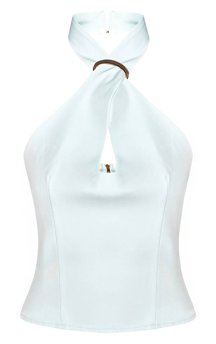 Icy Blue Haut Ajusté Col Halter Avec Détails À Assortir