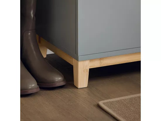 SoBuy Banc à Chaussures Banc de Rangement Meuble à Chaussures d'Entrée avec Siège Rembourré et 2 Portes, pour Couloir, Entrée, Chambre à Coucher – 90 x 34 x 47 cm, FSR117-HG