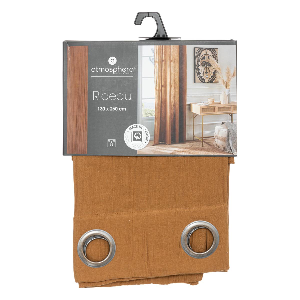 RIDEAU GAZE COTON CANNELLE 130X260CM