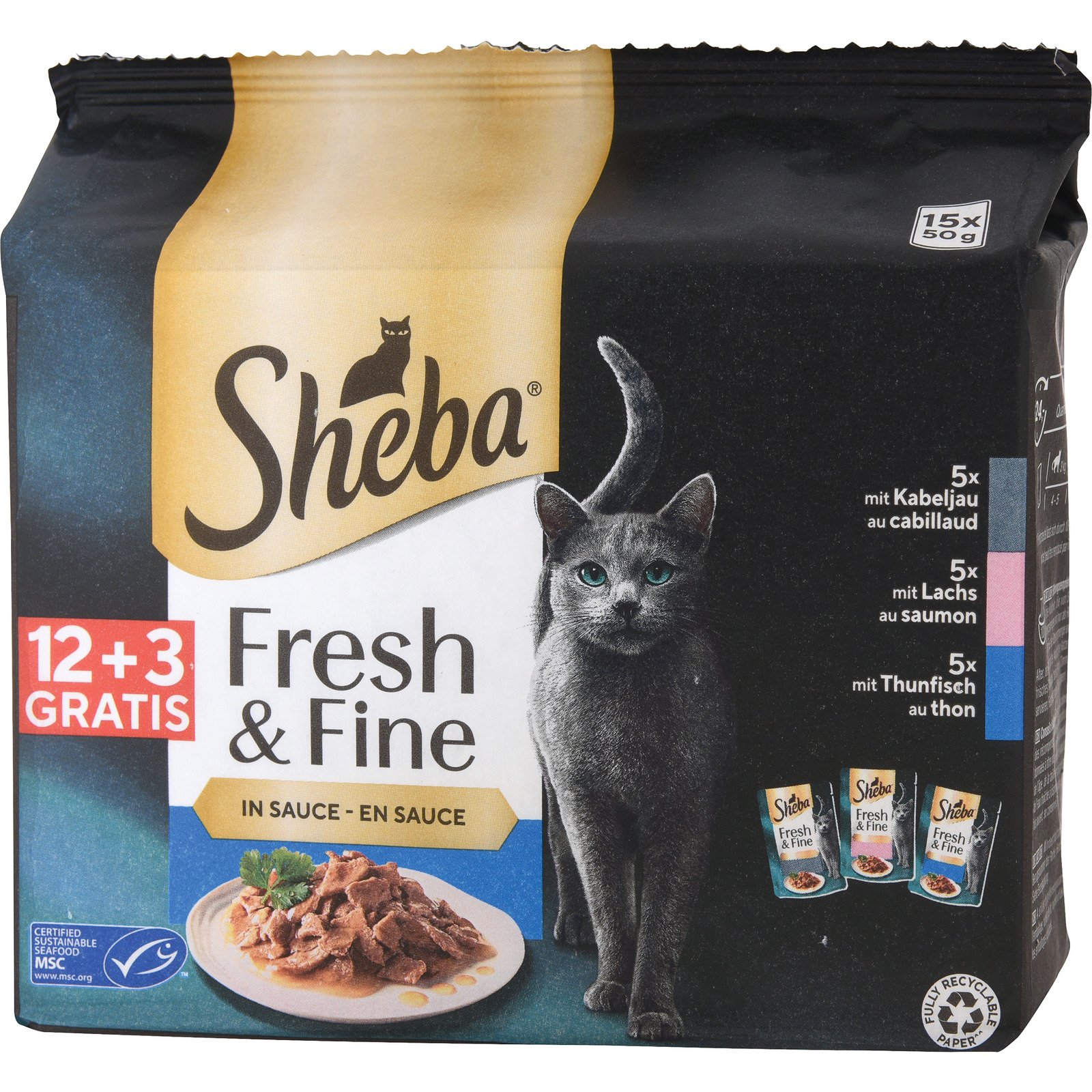 Sheba Fresh & Fine Sauce Fisch 15 x 50 g