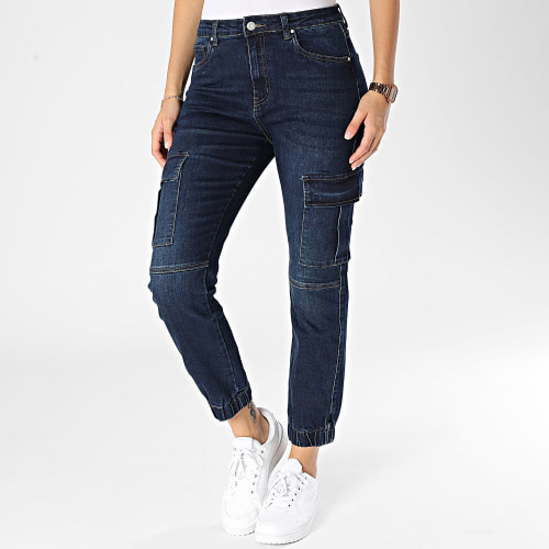 Pantalon Cargo Jean Femme Bleu Brut