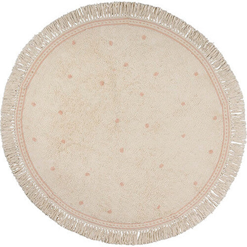 Tapis petit vloerkleed emma dots - roze - Ø130 cm