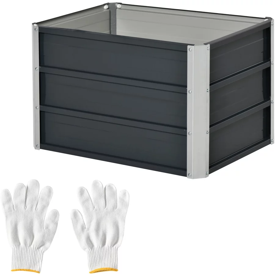 Outsunny Gartenbeet inklusive Gartenhandschuhen grau