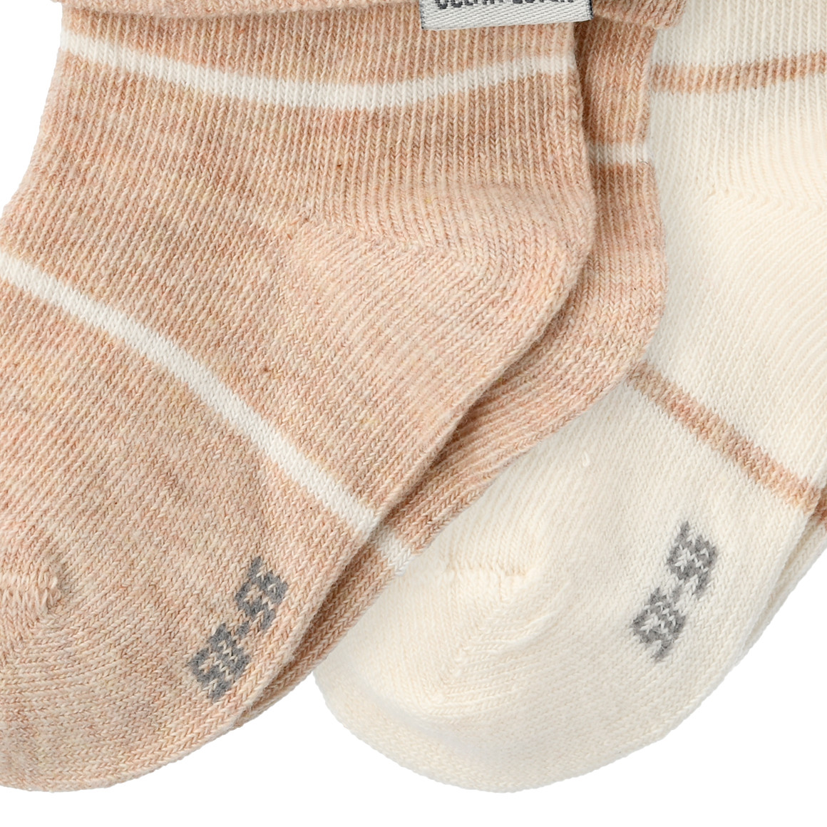 Topomini Pure Collection 2 Paar Newborn Socken mit Umschlagbündchen beige / hellbeige