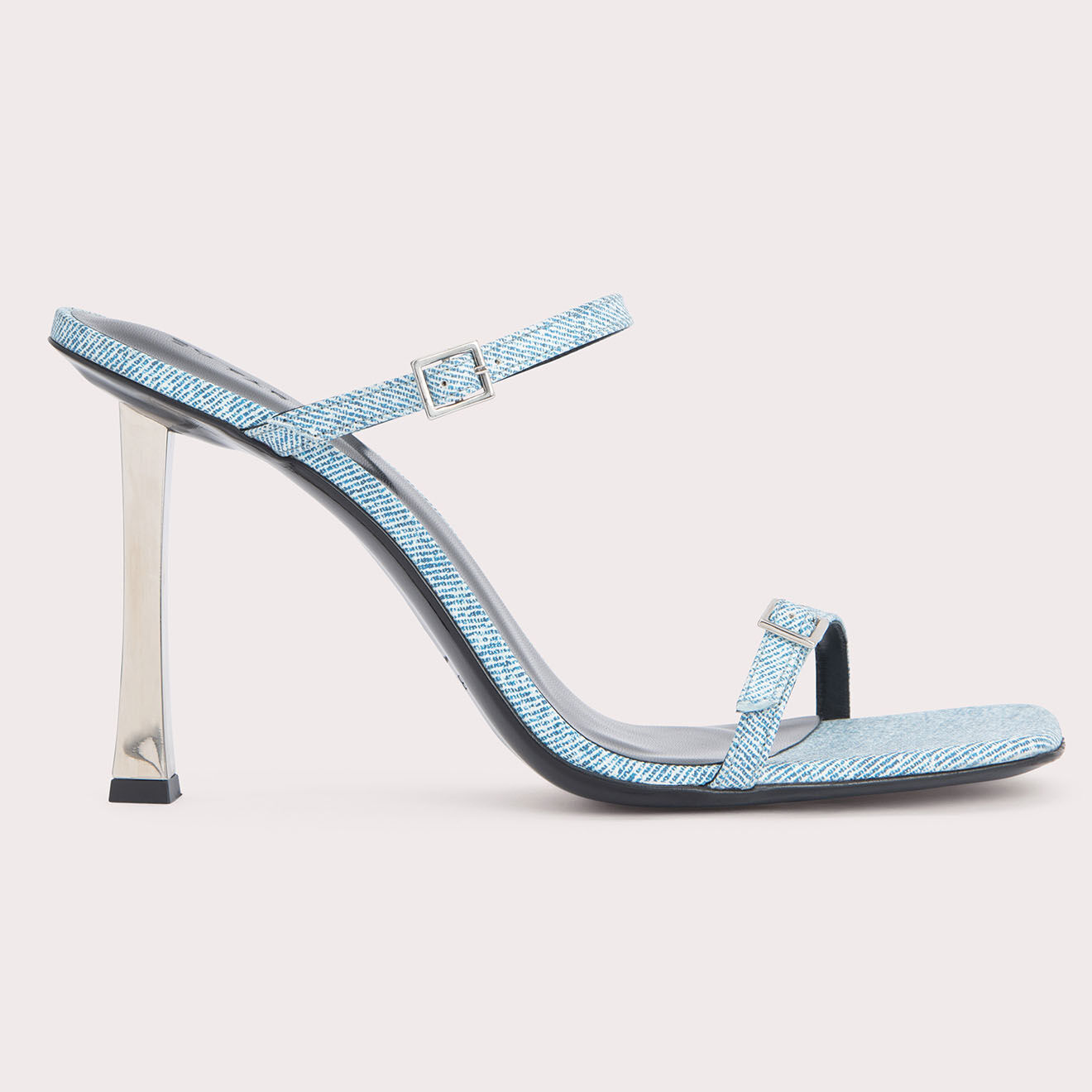 By Far Mules en Cuir Flick bleu denim - Talon 9 cm