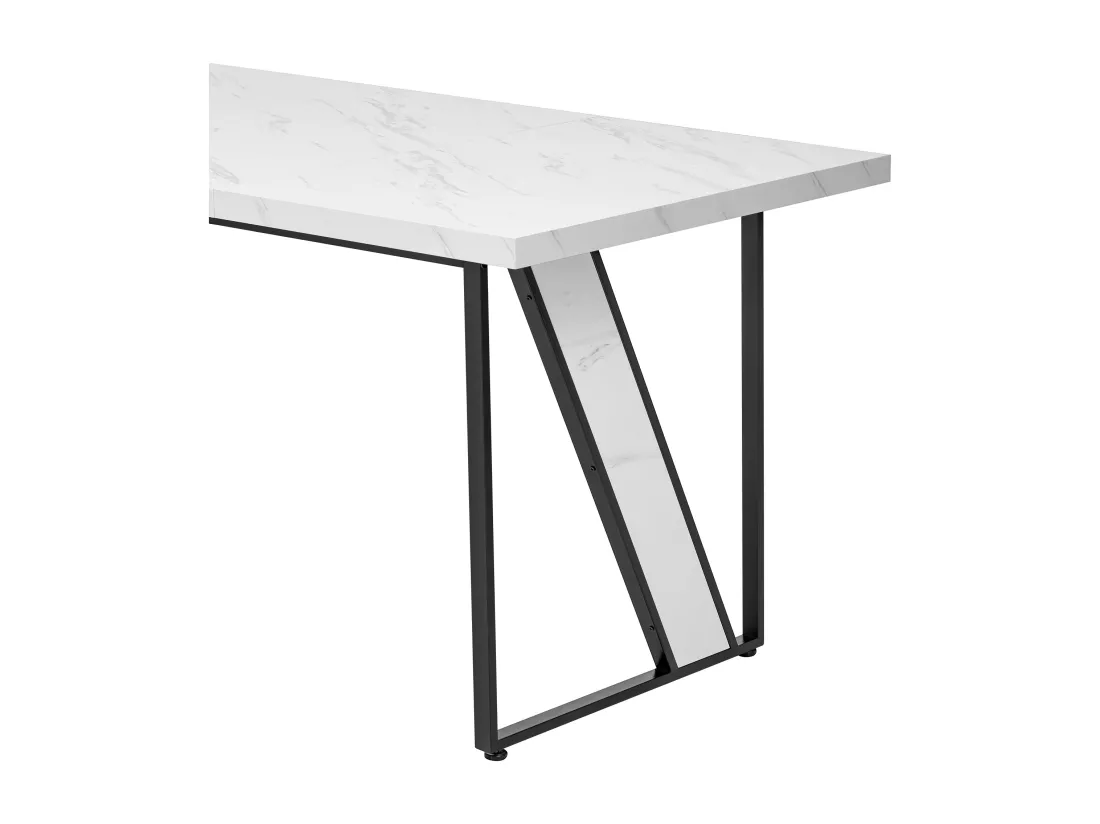 Table à manger 4 places - 160×80 cm - à motif de marbre - Blanc & Noir