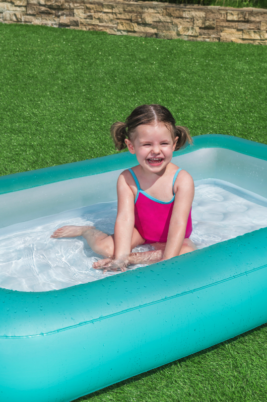 (104x165cm) Aquababes Kiddie Pool Rechteckiger Pool Planschbecken (51115) - Blau / Weiss