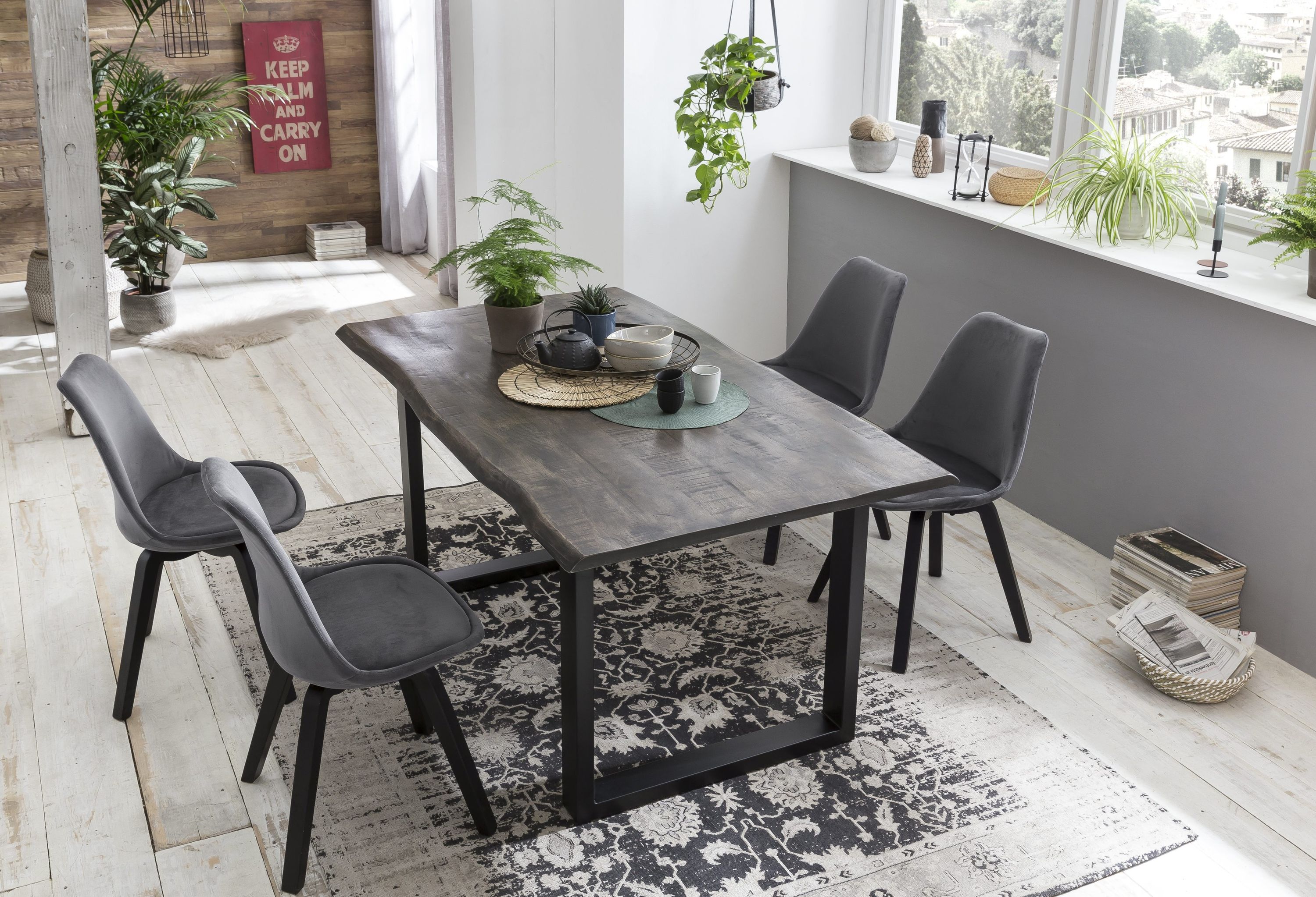 Tisch 160x85 Mango sägerau Küchentisch Esstisch Speisetisch Wohnzimmer Esszimmer
