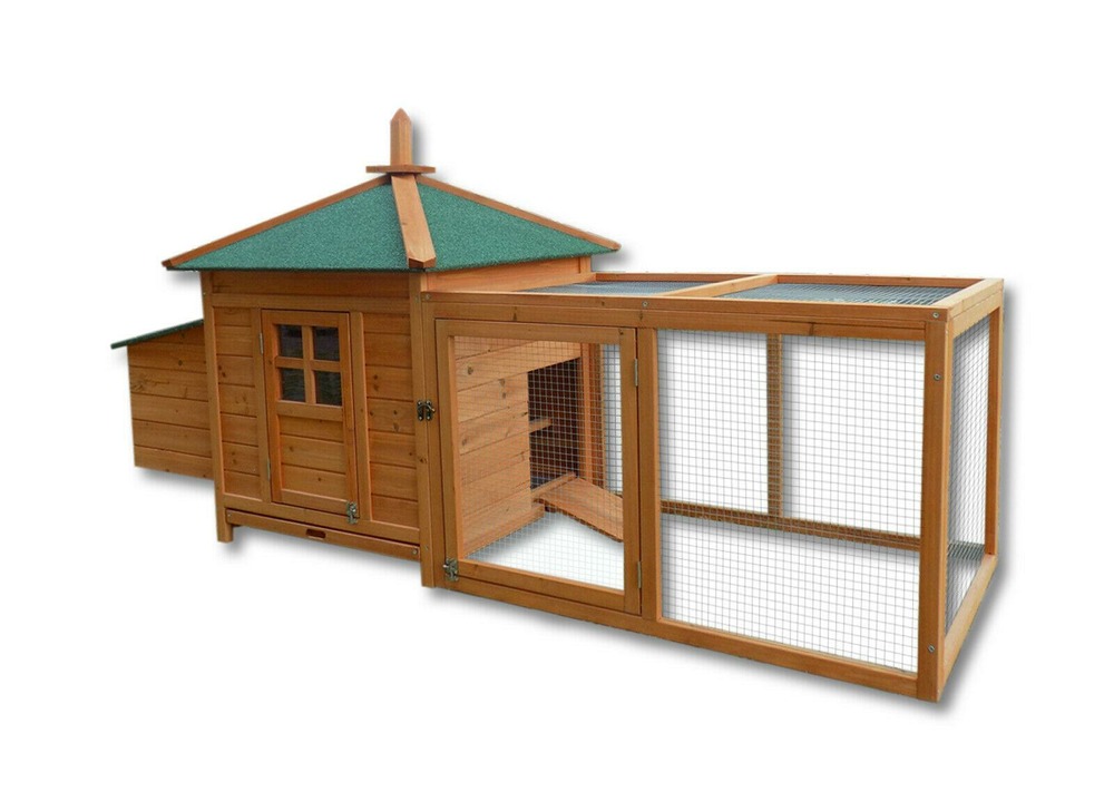 Cabane clapier à lapins rongeurs poulailler lapinière ou autres petits animaux 165 cm en bois brun