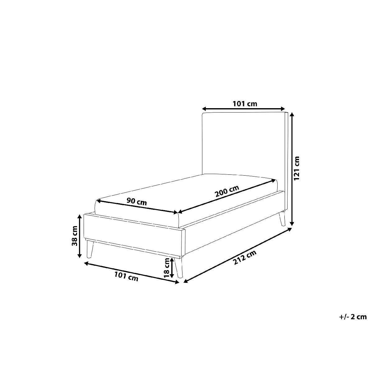 Beliani Bayonne Lit 90x200 cm Velours Vert