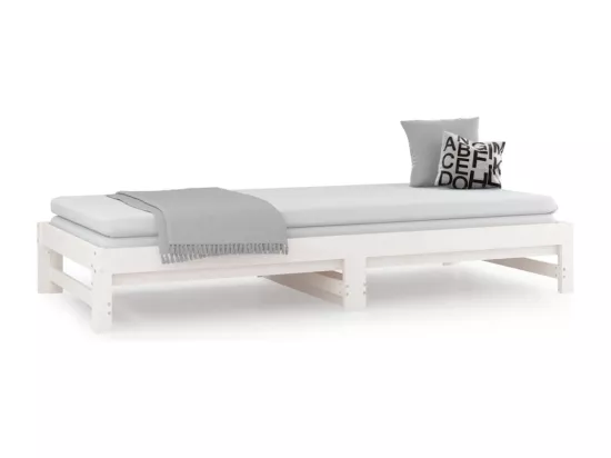 Lit coulissant sans matelas blanc 2x(90x190) cm