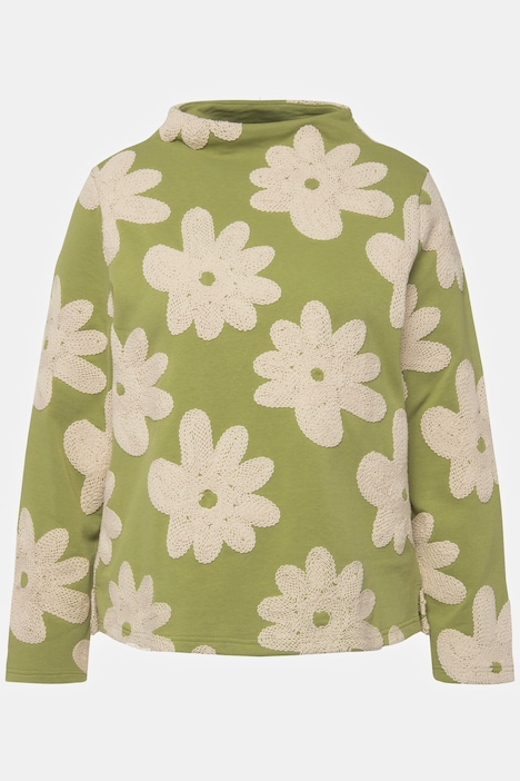 Sweatshirt, Stickerei, Stehkragen, Langarm, Biobaumwolle
