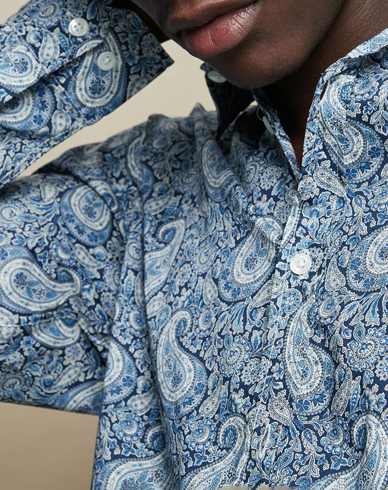 Hartford Chemise slim Sammy imprimée marine/blanc/bleu