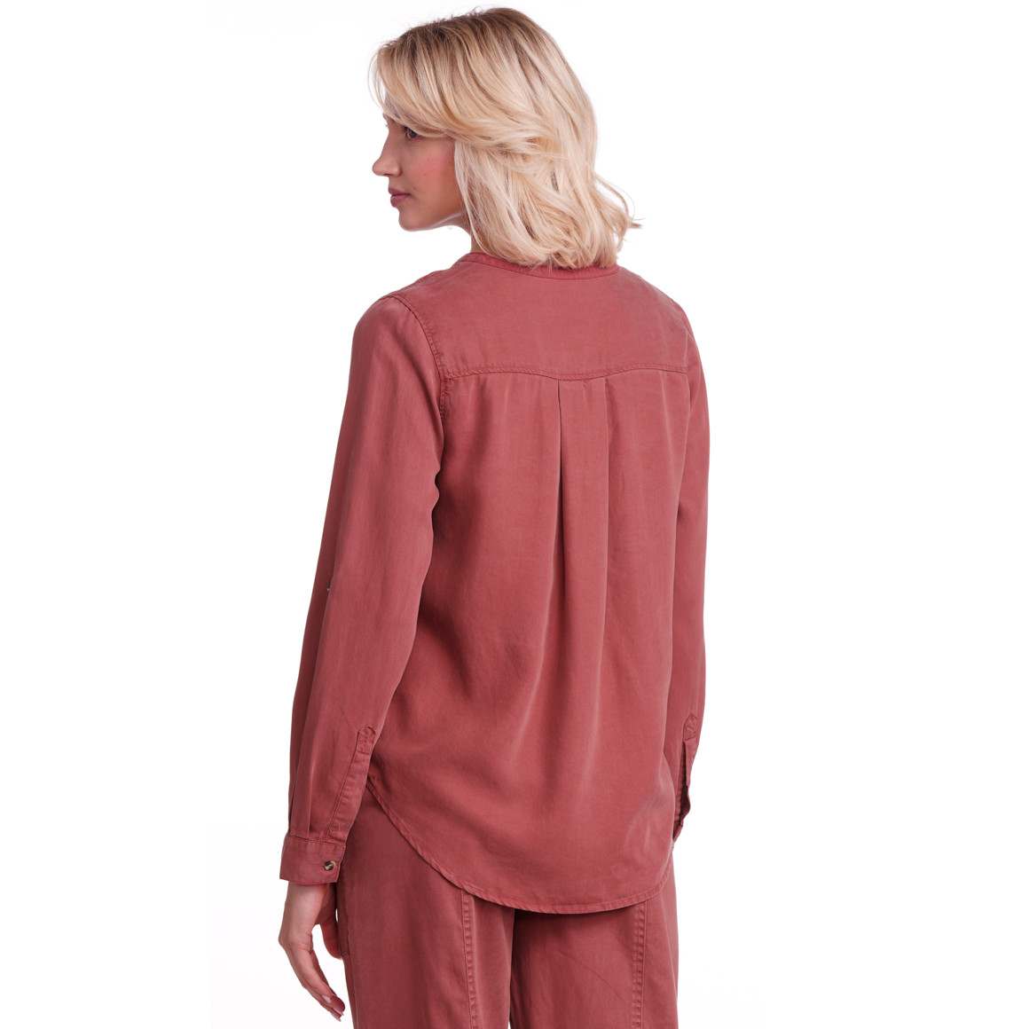 Gina Collection Damen Bluse mit zwei Brusttaschen dunkelrot