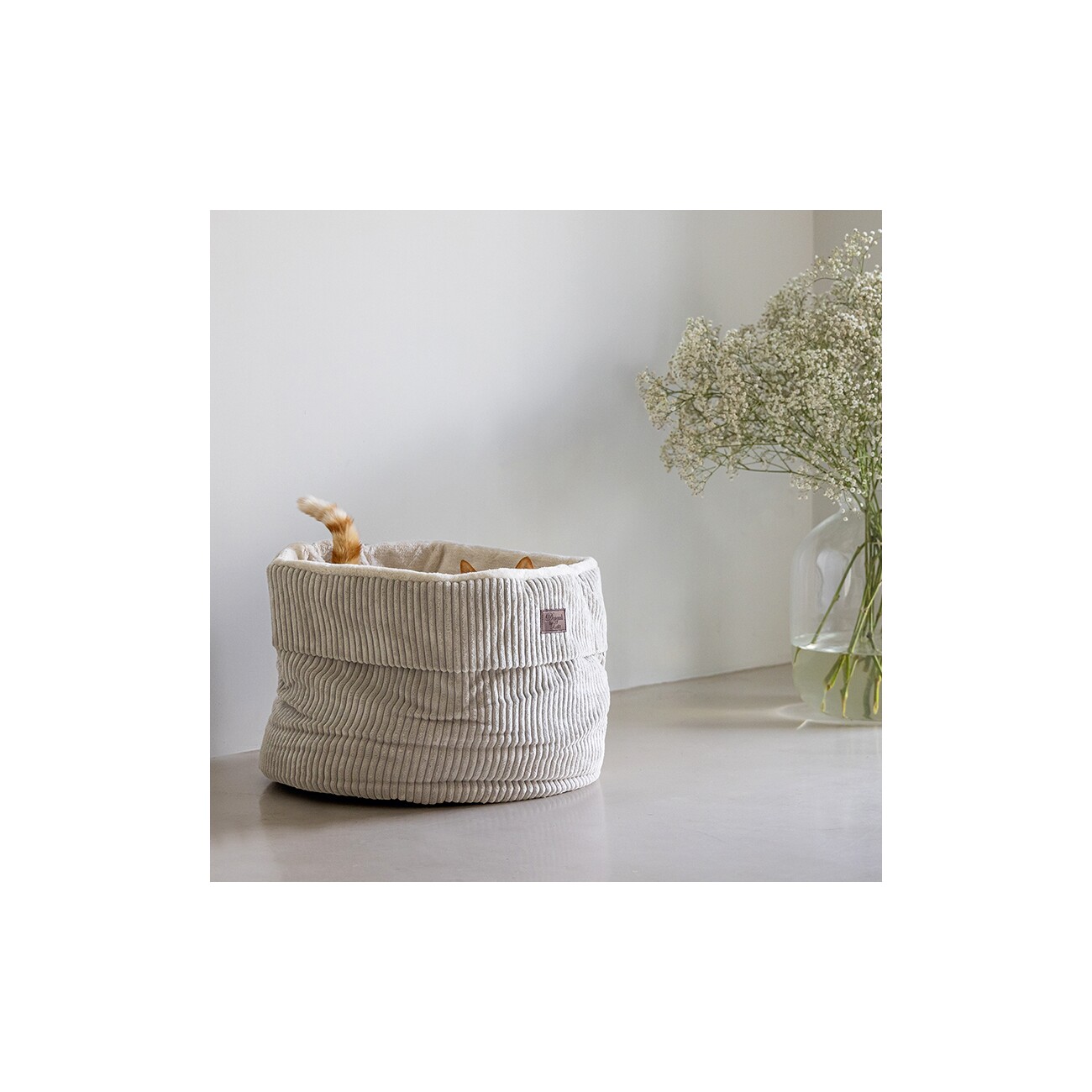 Designed by Lotte DBL Katzenkorb Ribbed hellgrau