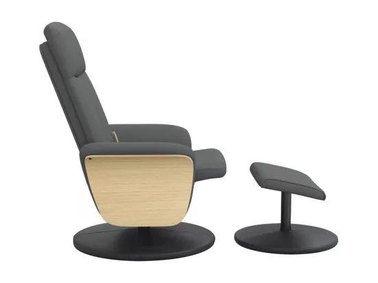 Fauteuil de massage inclinable et repose-pieds gris foncé tissu