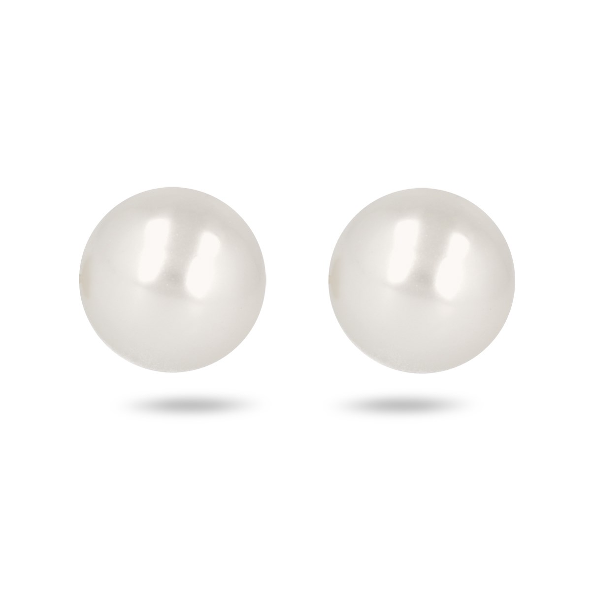 Boucle d'oreille argent rhodié avec perle d'imitation de Majorque blanche 5MM