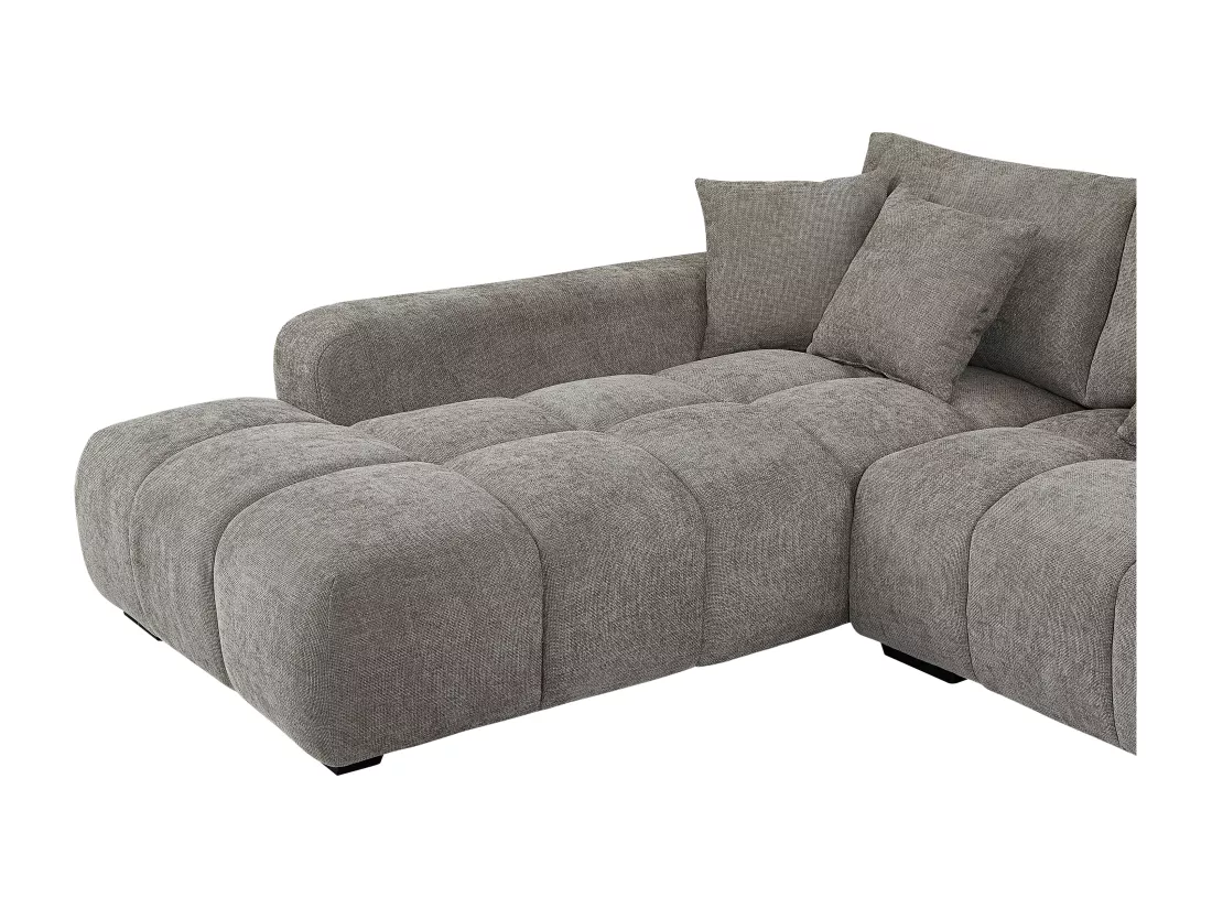 Grand canapé d'angle en tissu gris BERENIA