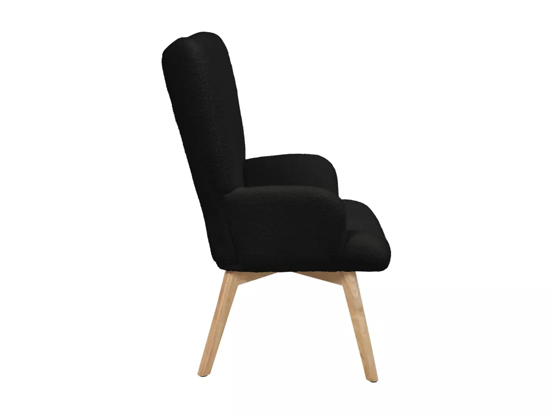 SVITA OLAV fauteuil à oreilles chaise de relaxation accoudoir dossier haut moderne marron clair