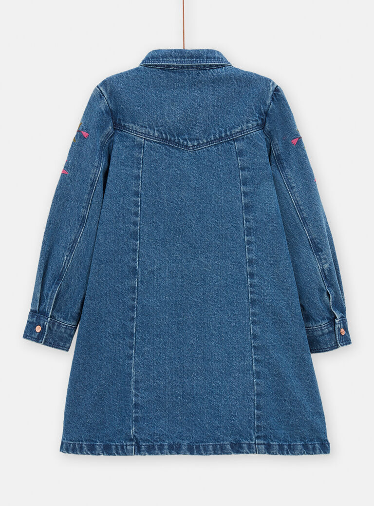 Robe en jean avec broderie fleurie pour fille