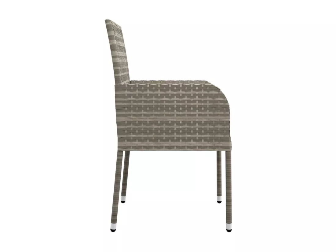 Mobilier à dîner de jardin et coussins 7 pièces gris rotin