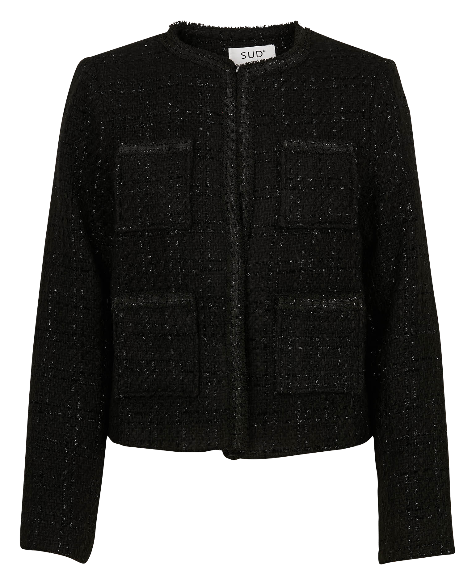 VIOLETA - Veste droite en tweed | Noir