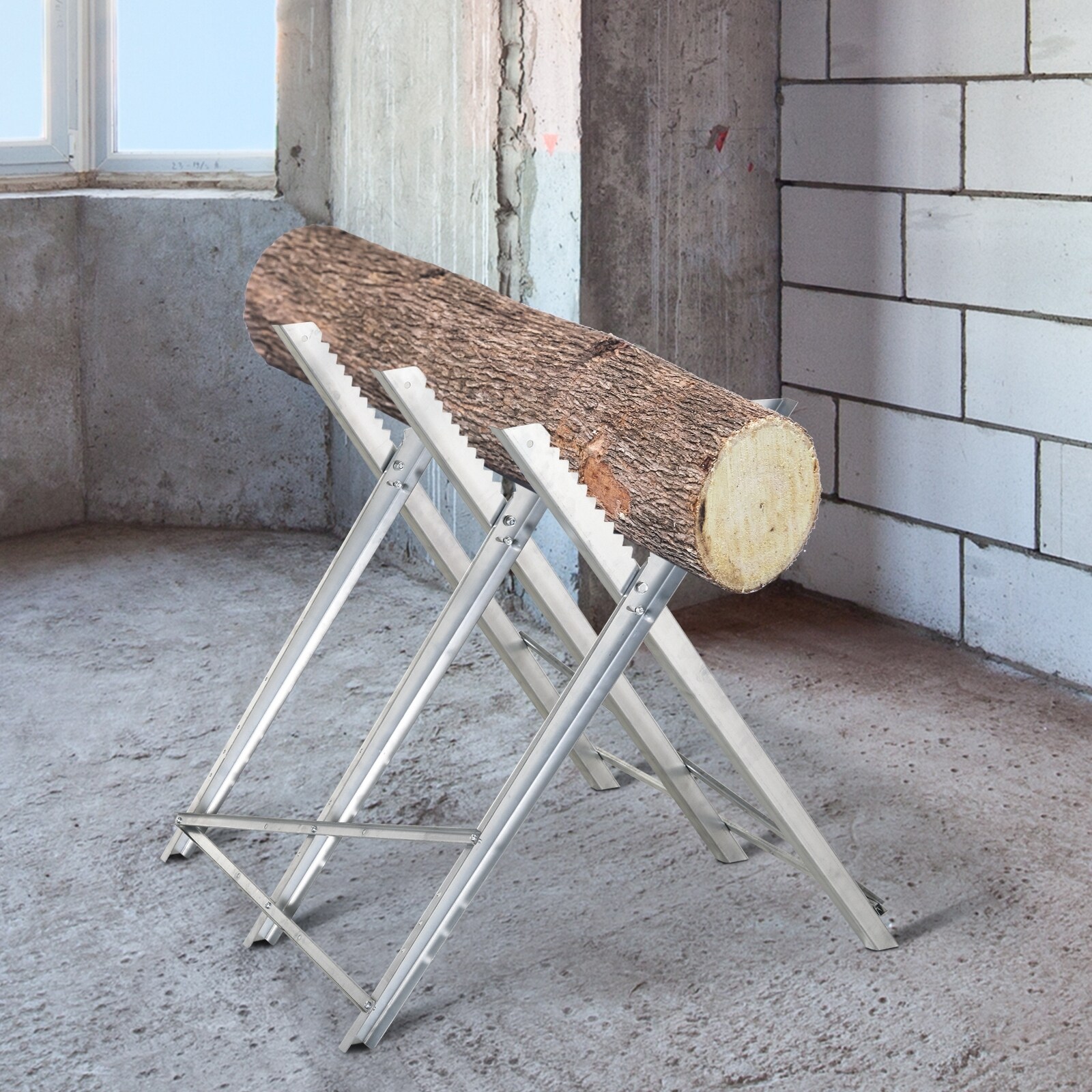 DURHAND Kettensägenbock zusammenklappbar silber 83 x 83 x 79 cm (BxTxH)