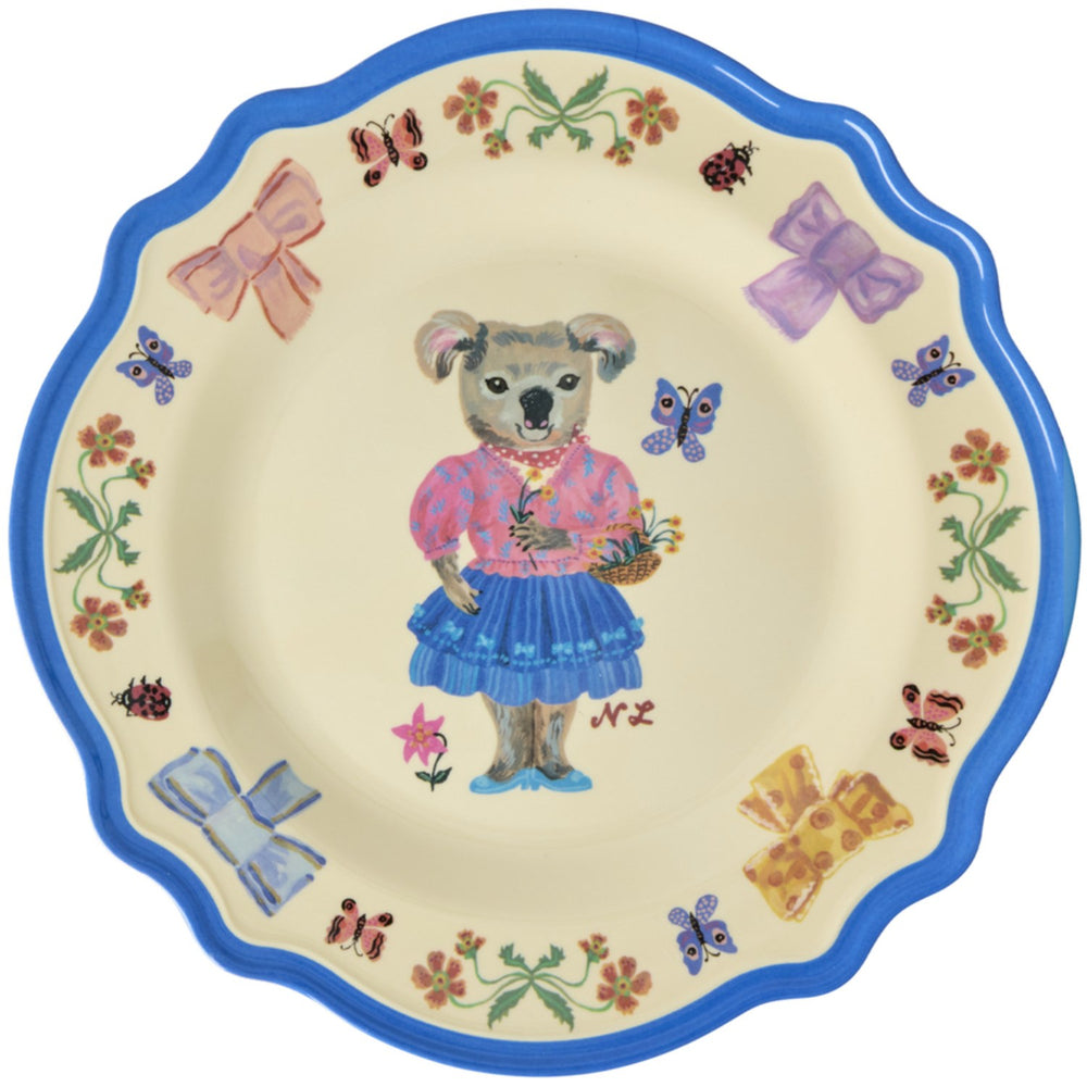 Køb Rice Nathalie Lété Theme Blue Melamine Vintage Middagstallerken