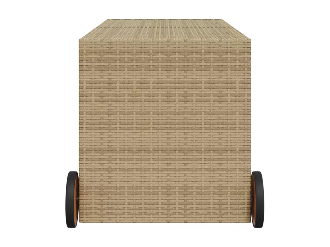 Boîte de rangement de jardin et roues mélange beige 283L rotin