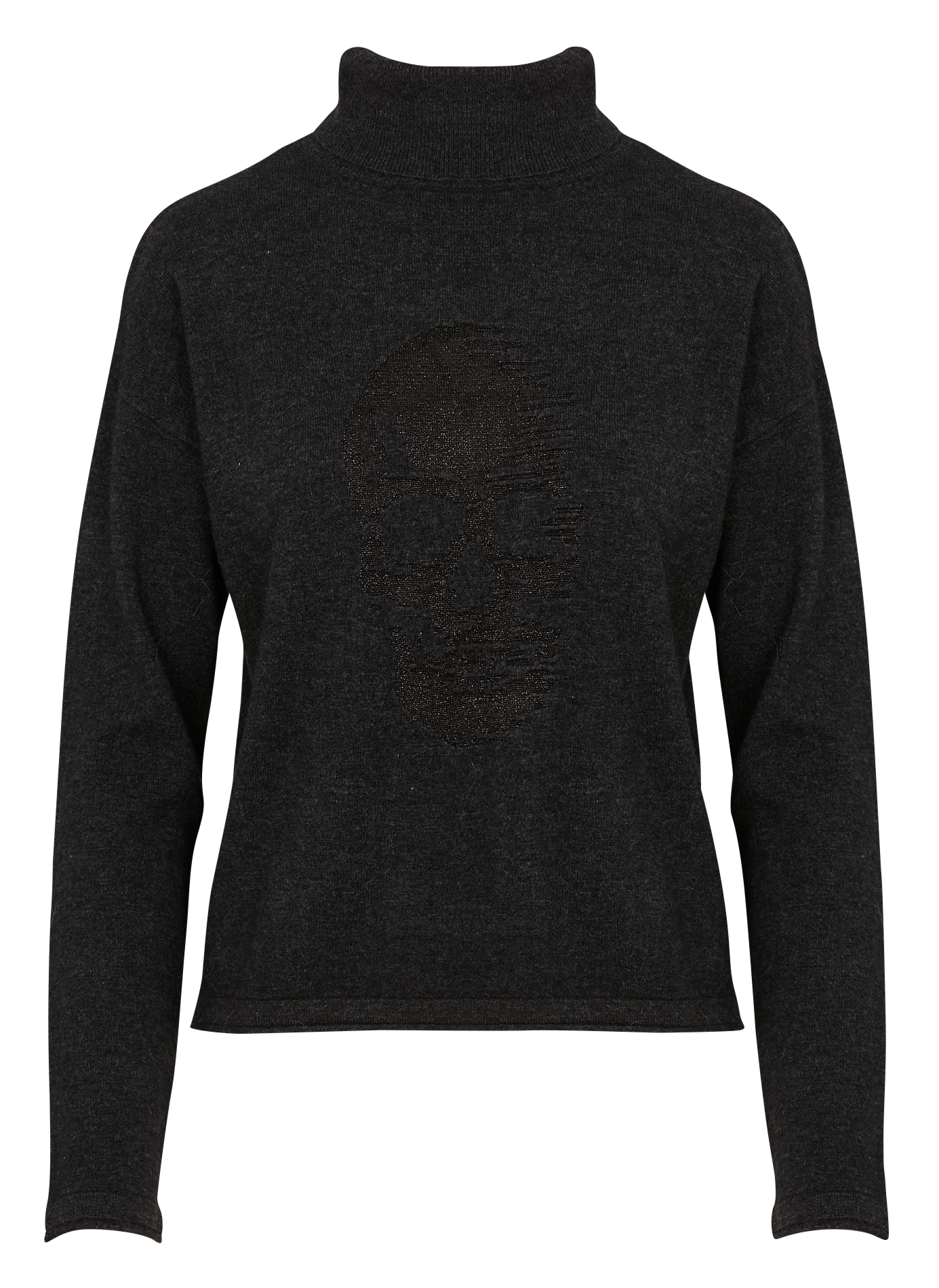 Pull col roulé brodé | Gris