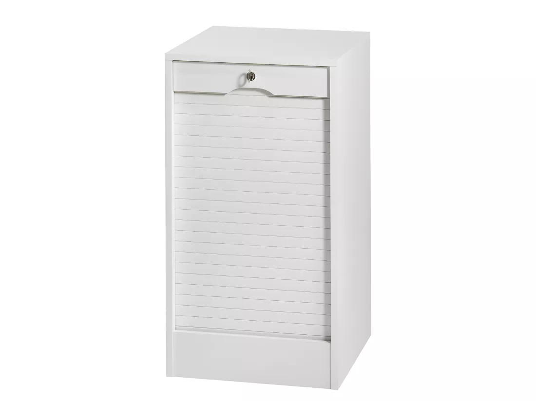 Classeur à Rideau 4 Etagères 1 Kit DS Serrure Larg 41,4 Haut 76 Prof 44 cm - Coloris: Blanc