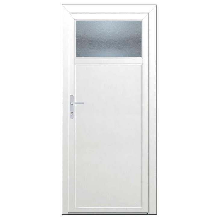 Porte de service 1/4 vitrée PVC 90 x h.200 cm poussant droit