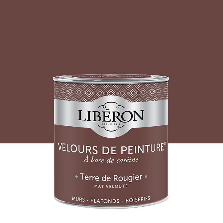Peinture multisupport murs, plafonds et boiseries Velours de peinture rouge terre de rougier Libéron 0,5L