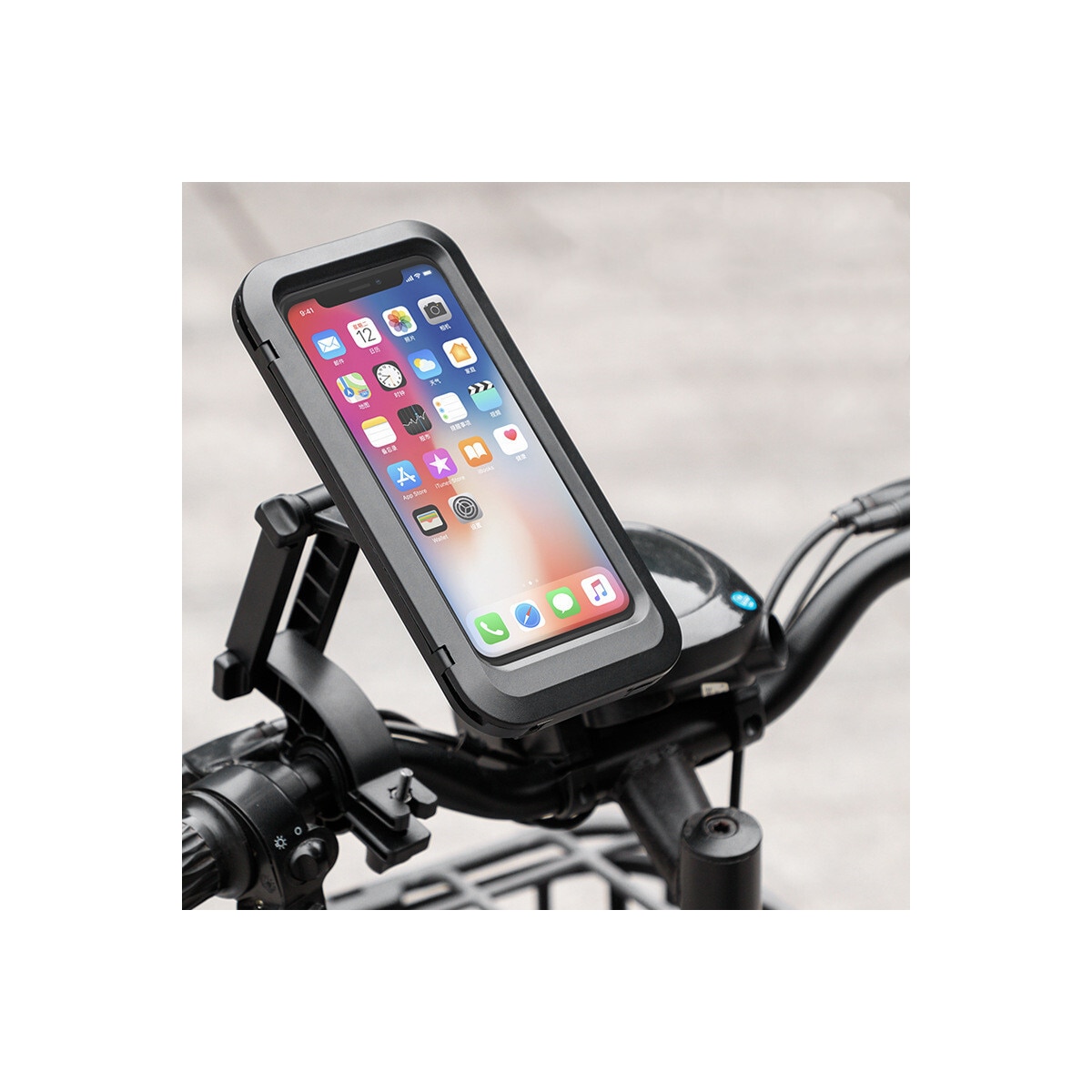 Vanntett, roterbar mobilholder for sykkel / motorsykkel / moped