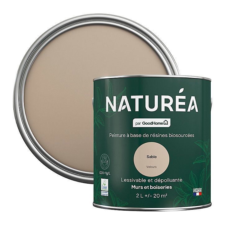 Peinture murs et boiseries Naturéa par GoodHome sable velours 2L