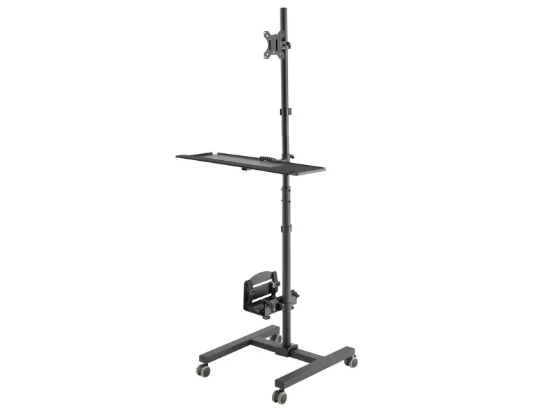 Maclean MC-793 - Vogn med hjul - for LCD-skærm / tastatur / CPU - plastik, stål - sort - skærmstørrelse: 17