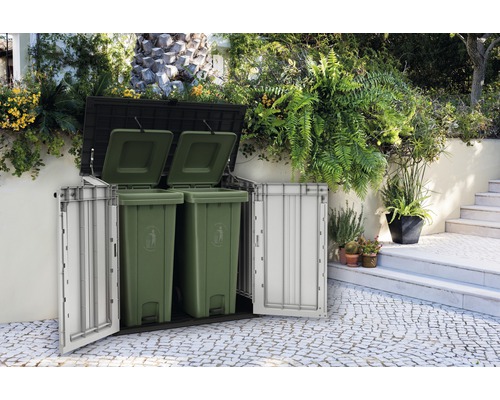 Keter Store-it-out Prime tuingereedschapskist/bak opbergmeubel inclusief gasveren, 132 x 71,5 x 113,5 cm, grijs-antraciet