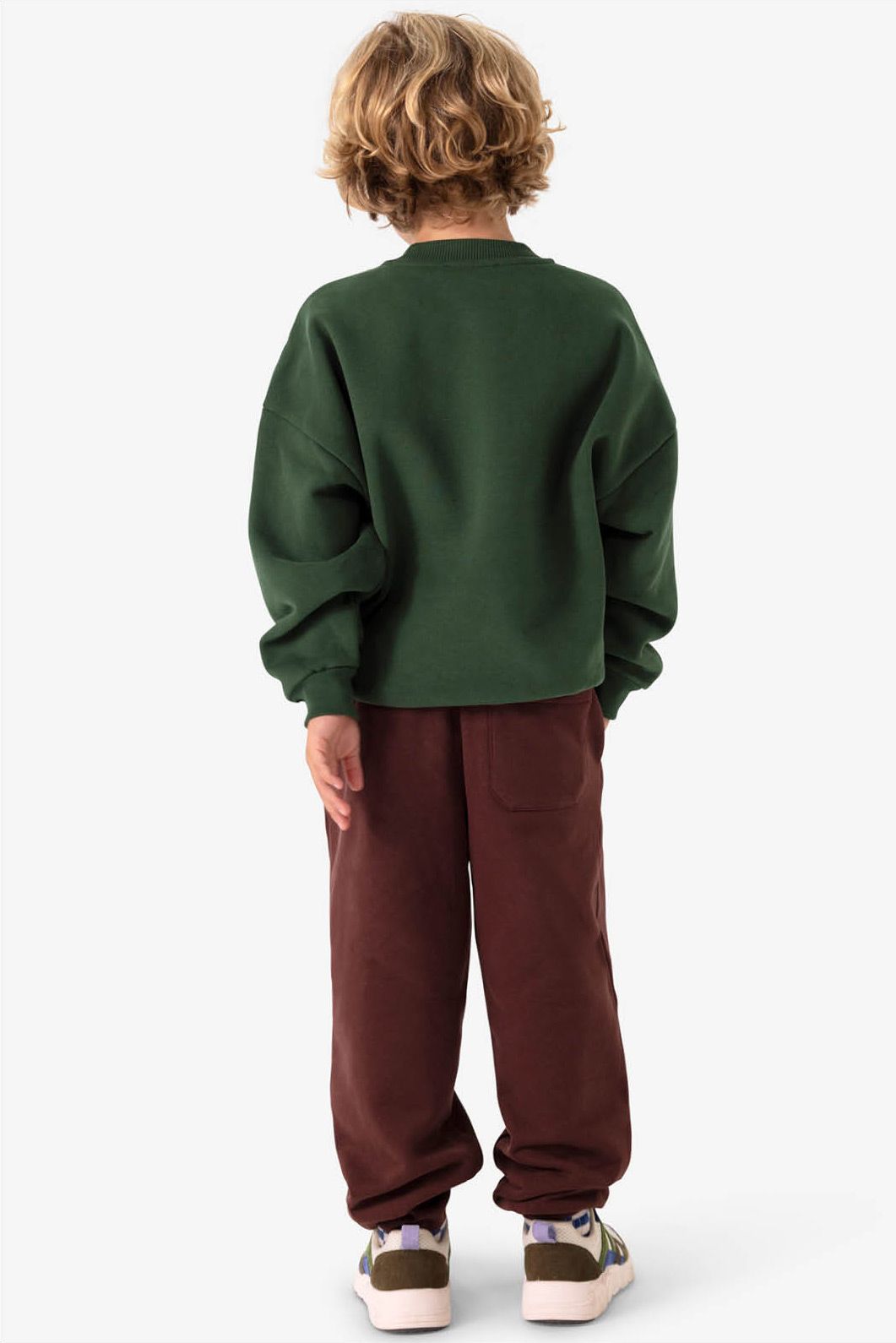 Donkergroene sweater met artwork