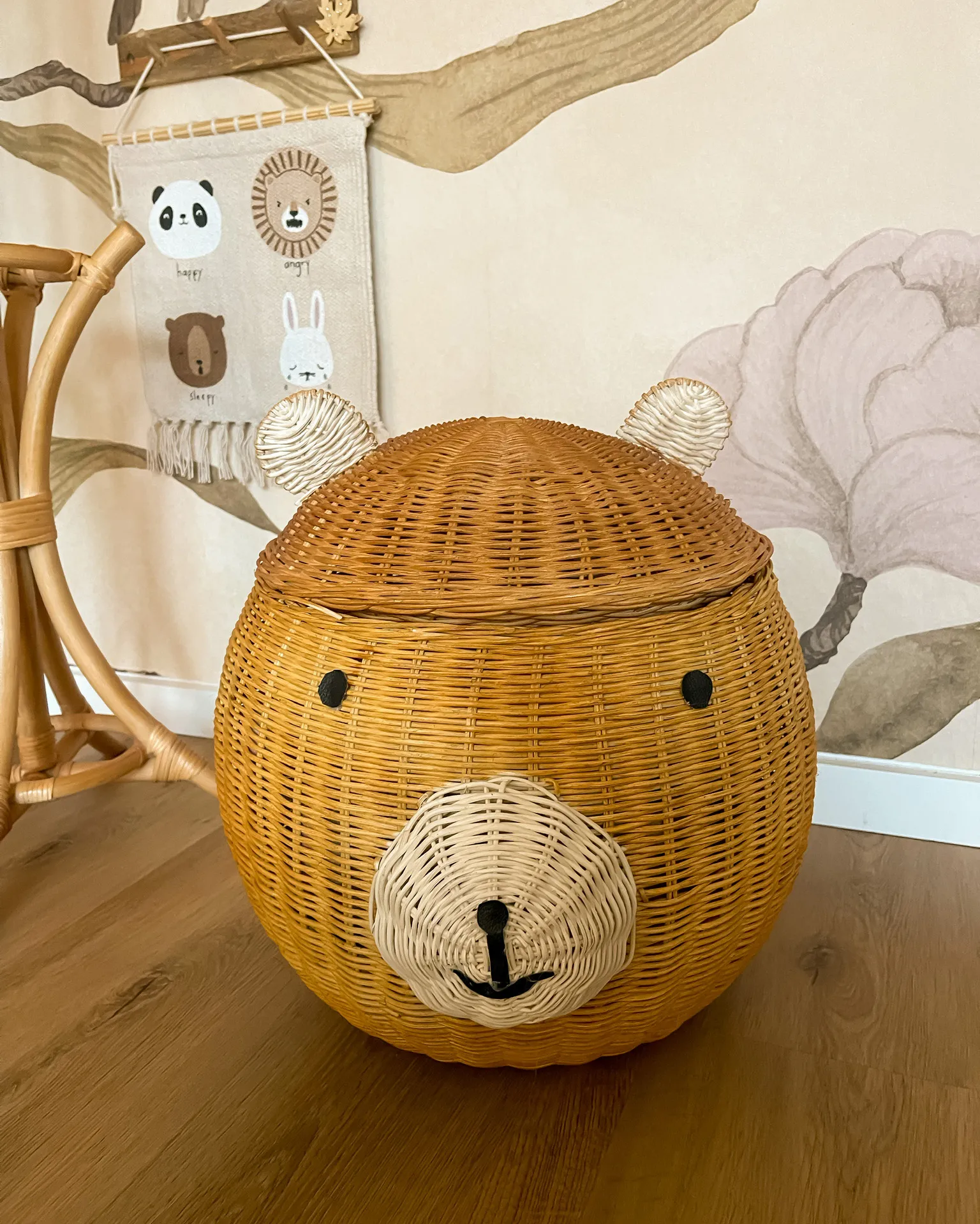 Kindermand Teddybeer HIMBA Rotan Natuurlijk