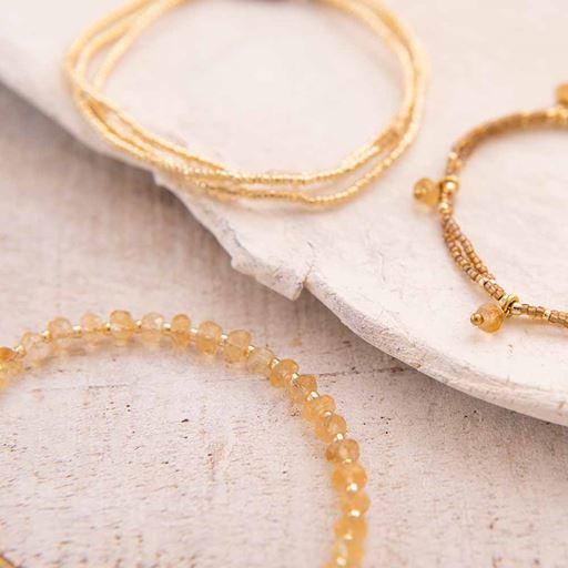 A Beautiful Story Shiny Armbånd, Citrine, 16-22 cm