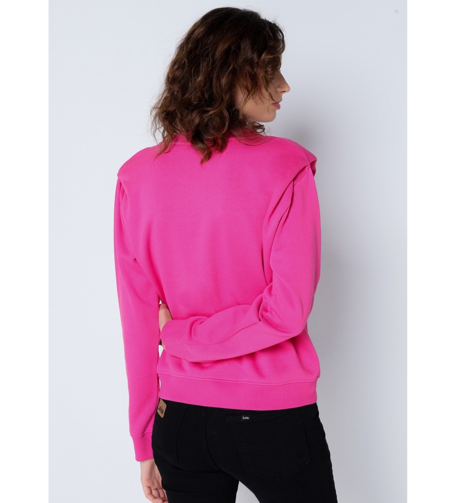 Blusa de moletom Lois com pregas nos ombros, rosa
